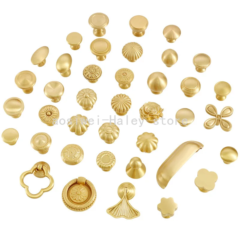 Solid Brass European Style Minimalist Cabinet Pull Handle Classical Light Luxury Drawer Long Handle Cabinet Door Knob