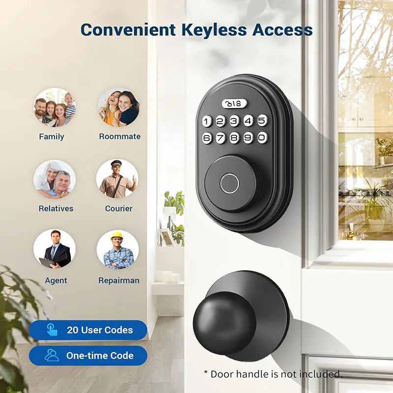 CIEPOJIT Keyless entry door lock electronic door lock, smart latch lock with automatic lock, safe waterproof smart lock