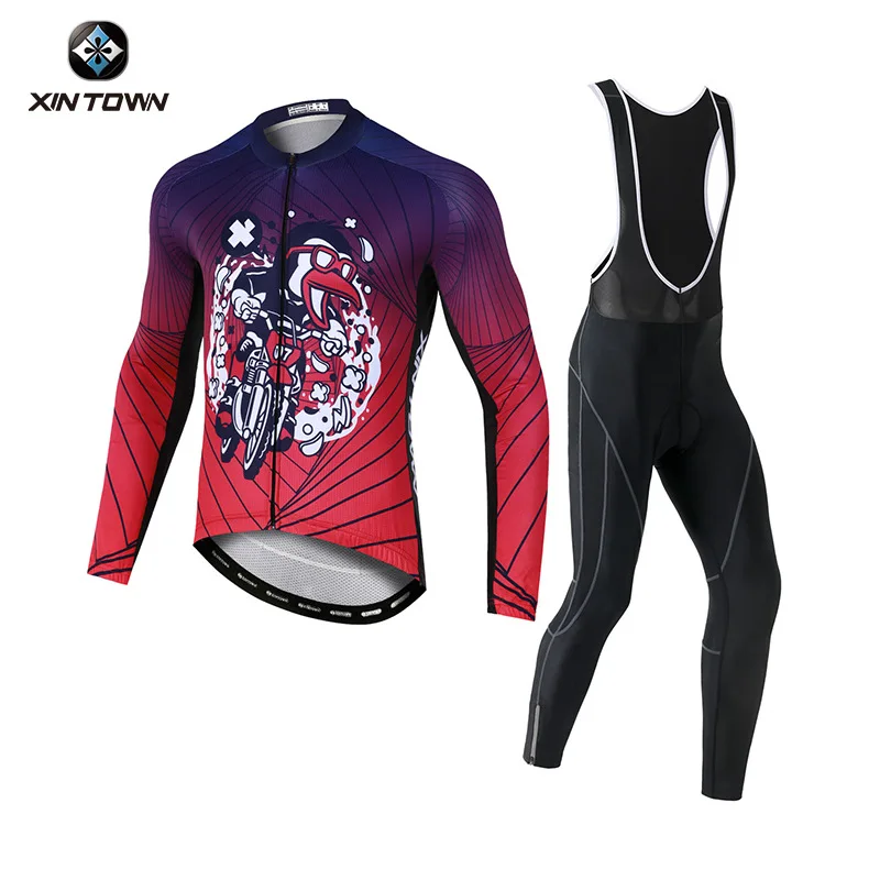 Long Cycling Clothes Triathlon Suit Men Sleeve Men's Bicycle Clothing Bib Shorts Distance Jerseys Man Set Jersey Summer Automn