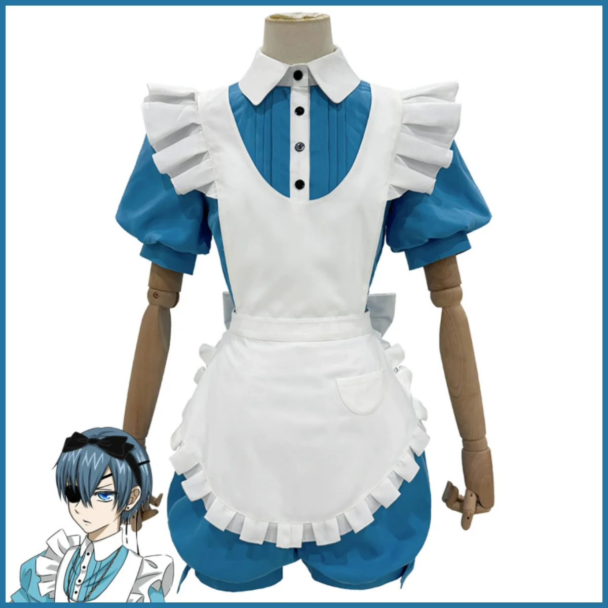 애니메이션 시엘 팬텀하이브 스마일 코스프레 의상 쿠로시츠지 앨리스 메이드 앞치마 드레스 가발 남녀 공용 귀여운 크리스마스 의상