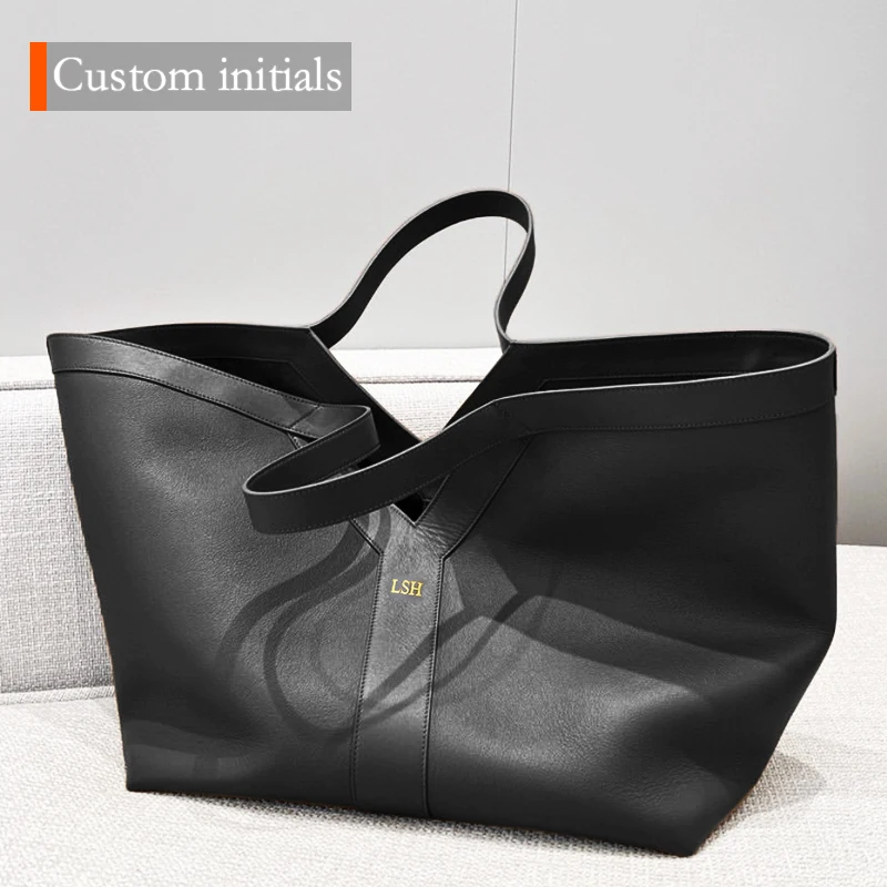 Custom Initials Oversize Tote Bags For Women Luxury Designer Handbag And Purses 2024 New In Microfiber Leather Underarm Shoulder