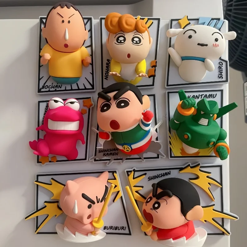 Crayon Shin chan Manga Series Blind Box Refrigerator Sticker Cute Periphery Trendy Play Handmade Small Ornament Toy Gift