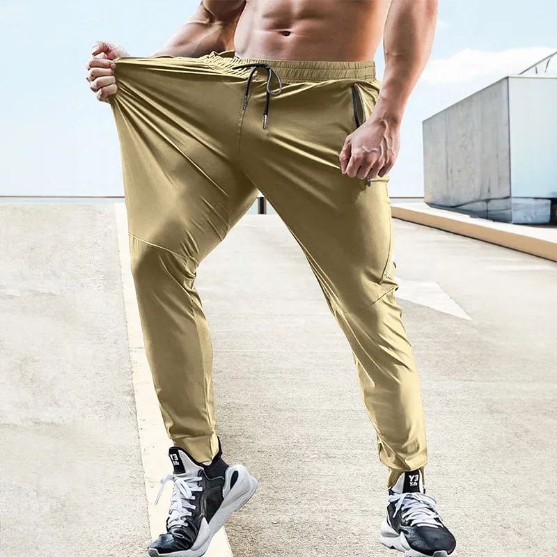 Pantalones de chándal elásticos para hombre, pantalón de cintura elástica para correr, entrenamiento al aire libre, Fitness, transpirable, informal,