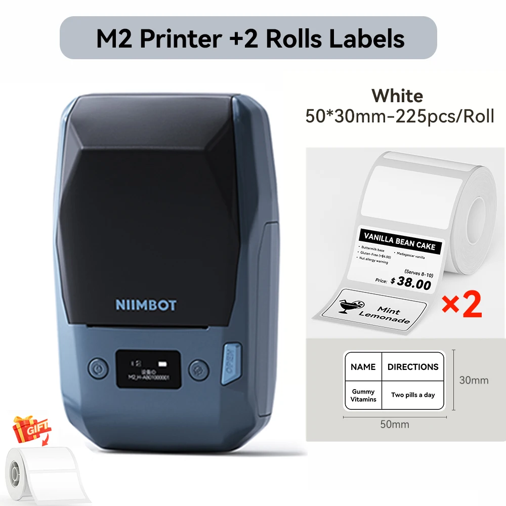 Niimbot M2 Thermische Transfer Labelprinter 300 DPI High Definition Draadloos 20-50 mm Printbreedte Label Maker Ondersteuning Telefoon/PC - afbeelding 1