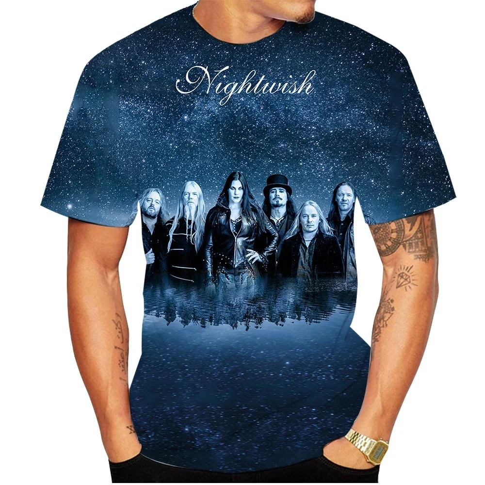 Hot Sale Rock Style Men's 3D Printed T-Shirt Vintage Gothic Graphic Short Sleeve Metal Music Fan Tee Trend Street Hip-hop Tops