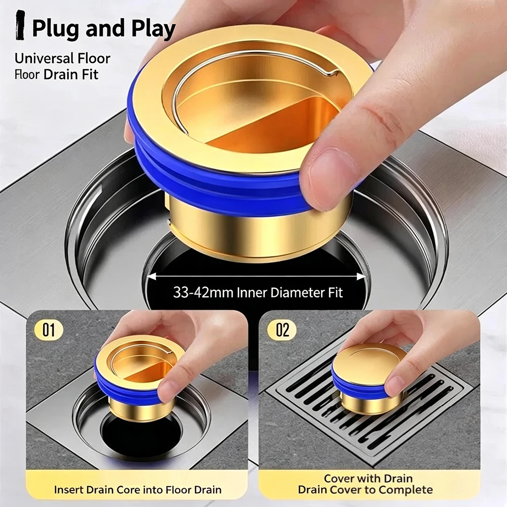 Shower Drain Plug Toilet Floor Drain Backflow Preventer Odor Cover Deodorant Self Draining Auto-Open Design Kitchen Sink