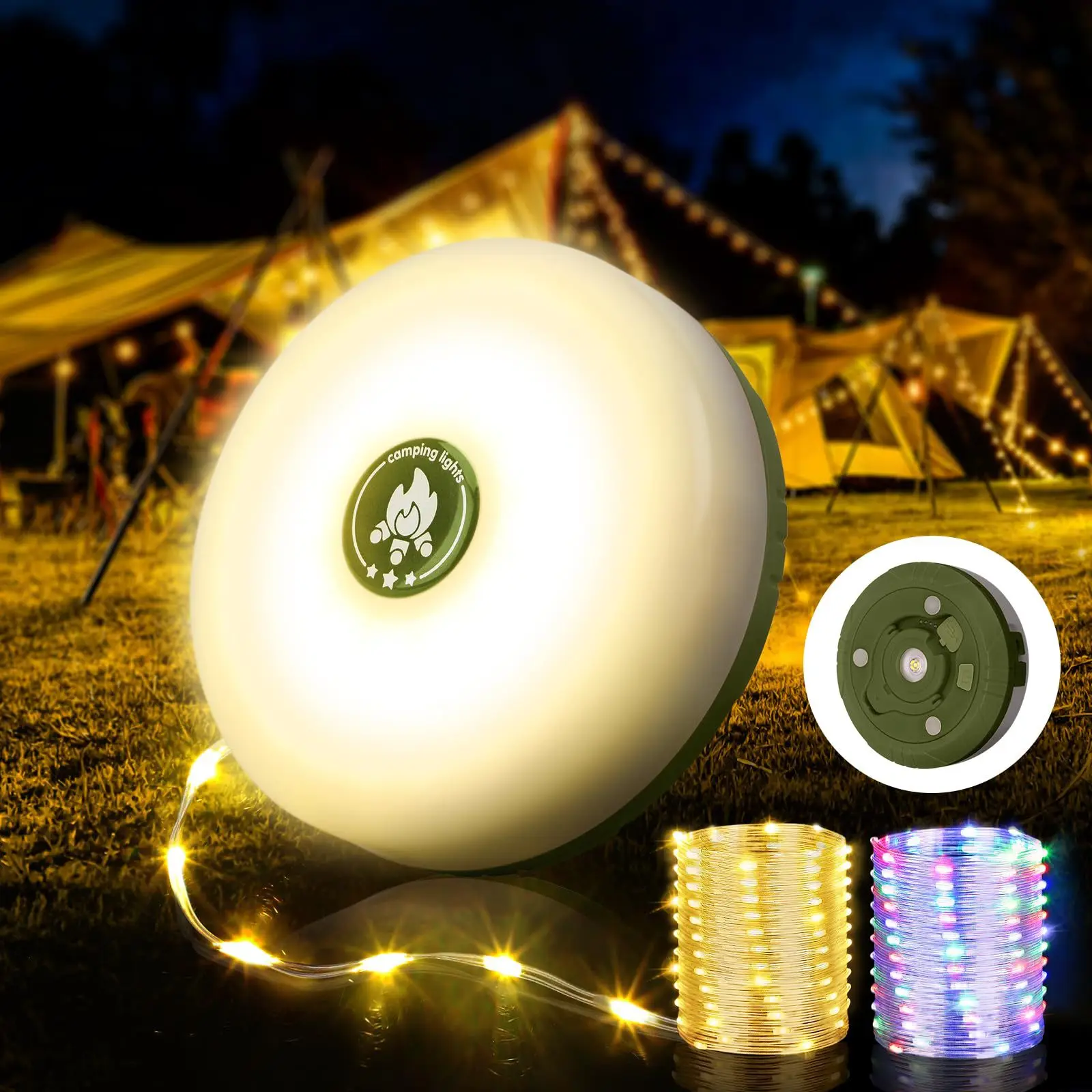 

Solar LED Camping Tape Light, Magnetic RGB Multicolor String for Outdoor Tent, Garden Party Decoration