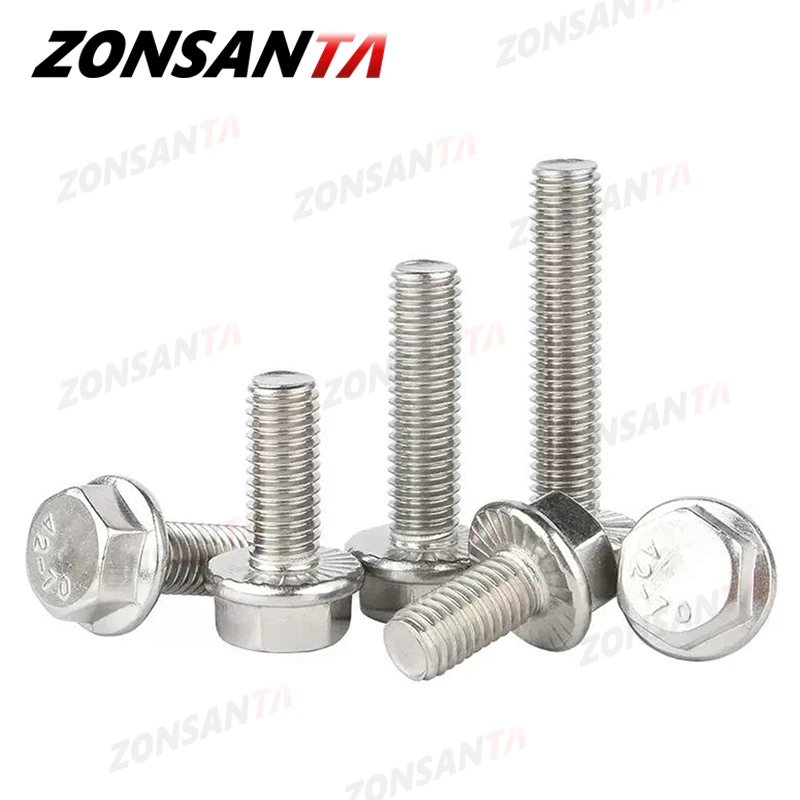 M5 M6 M8 M10 M12 Stainless Steel External Hexagon Head With Serrated Flange Cap Screw A2-70 304 Hex Washer Head Bolt GB5787