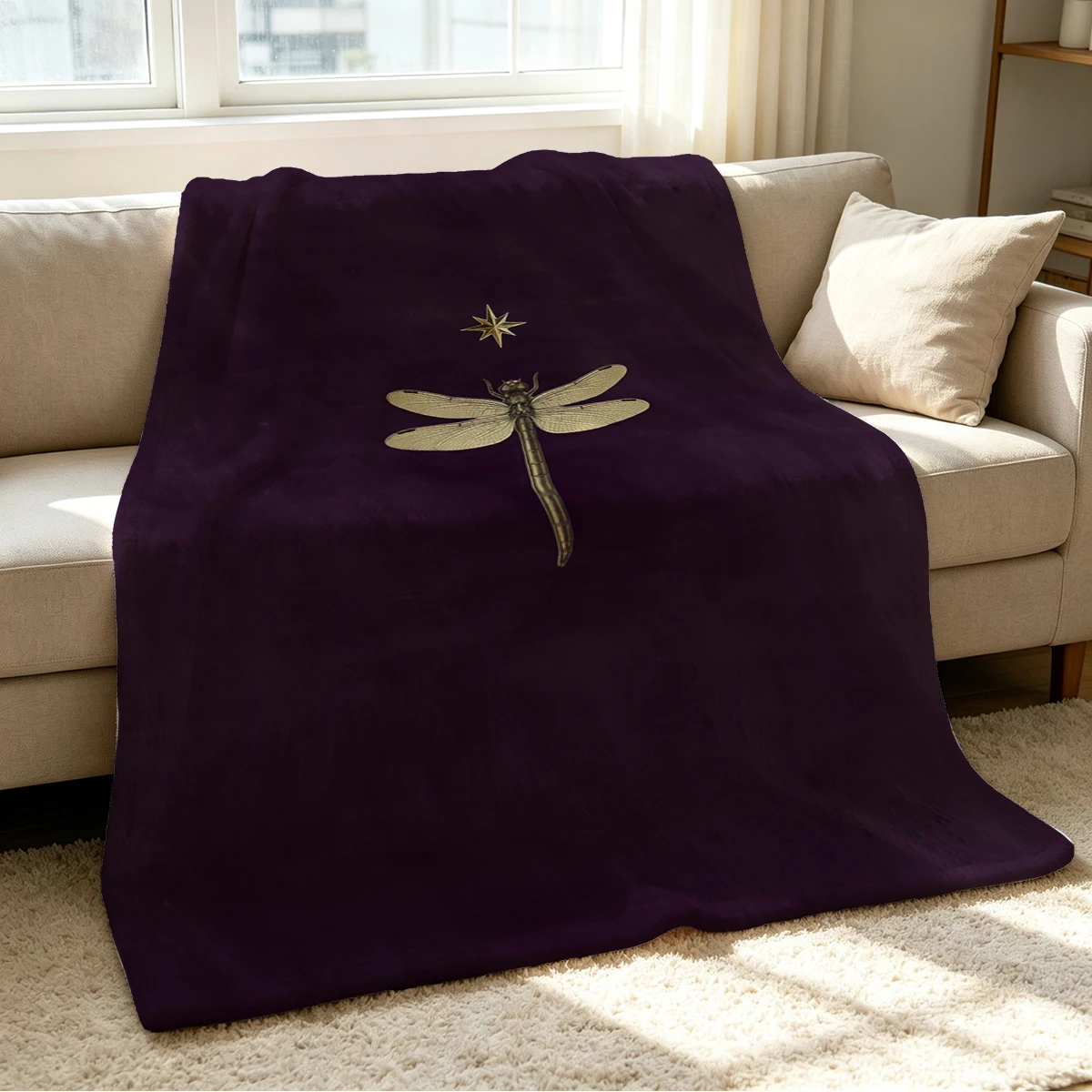 Star & Dragonfly Blanket Soft Cozy Throw for Sofa Bed Festive Holiday Decor Gift for Kids and Adults,Lightweight and Warm
