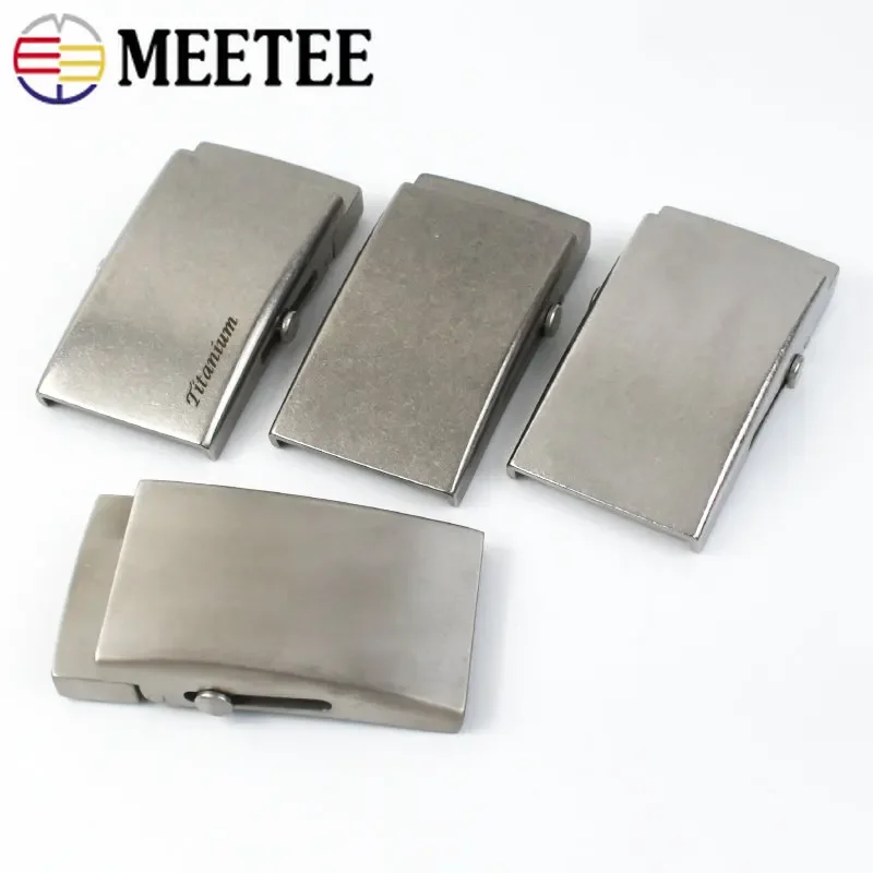 Meetee 1Pc 35/38mm Pure Titanium Belt Buckles Anti-allergy Toothless Roller Automatic Buckle Belts Head Clasp DIY Leather Craft