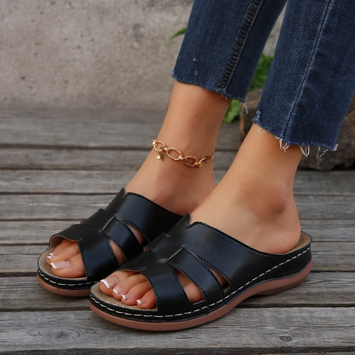 Sandalen Schuhe Frauen Sommer Bequeme Sandalen Frau Rutschen Sandalen Damen Keil frauen Schuhe Strand Schuhe Slipper Weibliche – Detail 3