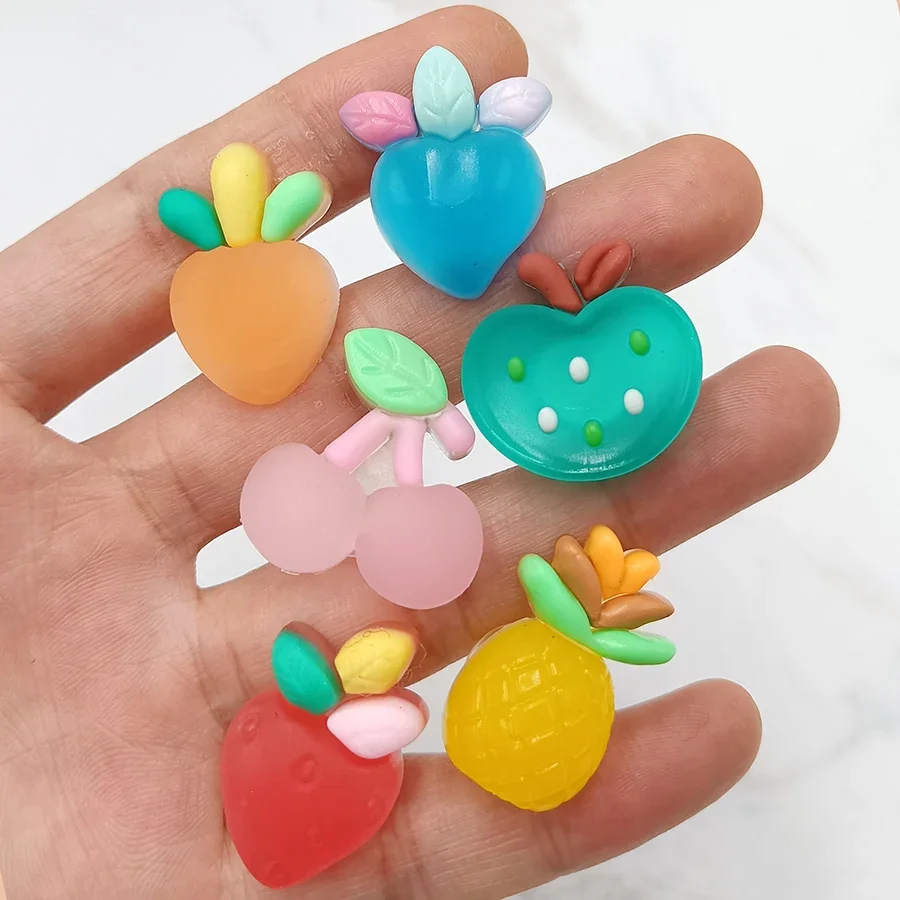 1Pcs Candy Colors Fruit PVC Shoe Charms Pineapple Apple Cherry Designer Upper Decorations Accessories Clogs Pins Buckle