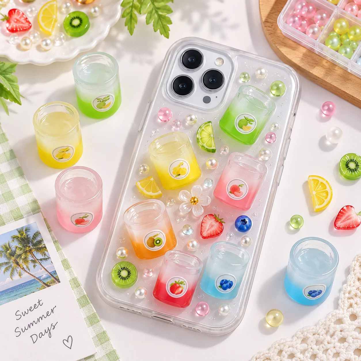 Wholesale Mini Fruit Drink Cup Resin Charms for Slime Supplies DIY Phone Cases and Craft Decoration