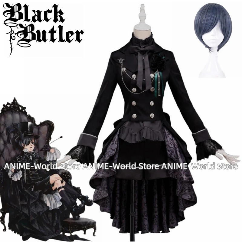 Sexy Anime schwarz Butler Ciel Phantom hive Cosplay Kostüm Mann Anzug komplettes Set Kostüm für Weihnachts feier Halloween Cosplay