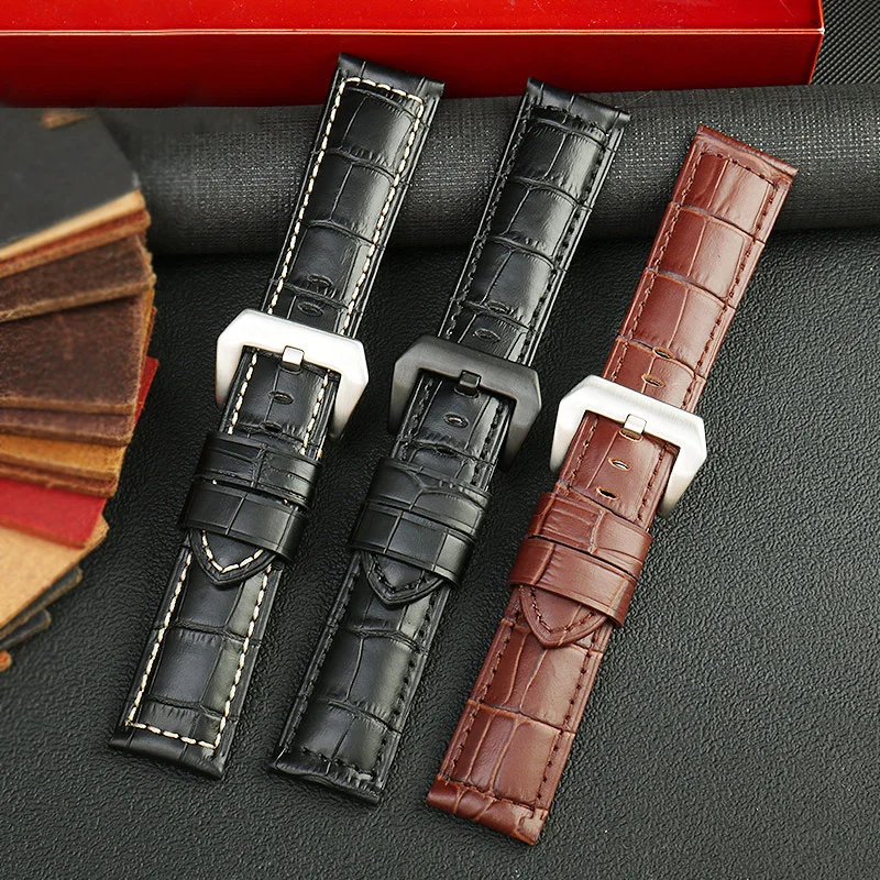 Shenyu 22mm 24mm 26mm cowhide watch strap For Panerai PAM688 PAM1312 PAM441 Blue brown black watchband bracelet male Female belt