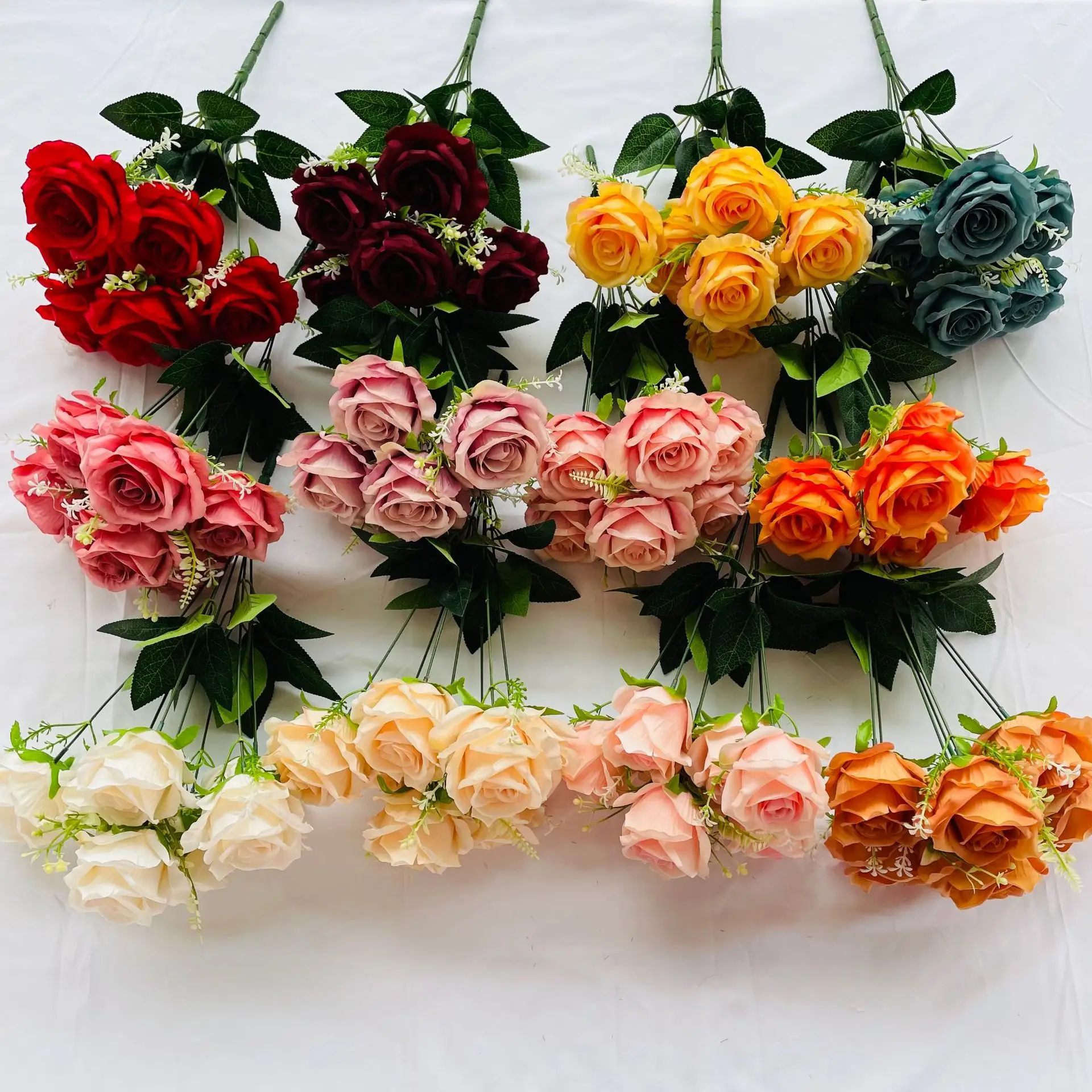 Simulation Artificial Silk Rose Bouquet Wedding Photography Props Fake Flowers Family Coffee Table Hotel Office Desk Decoration