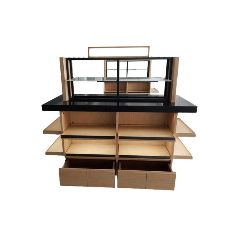Custom metal wooden display rack clothing shelf