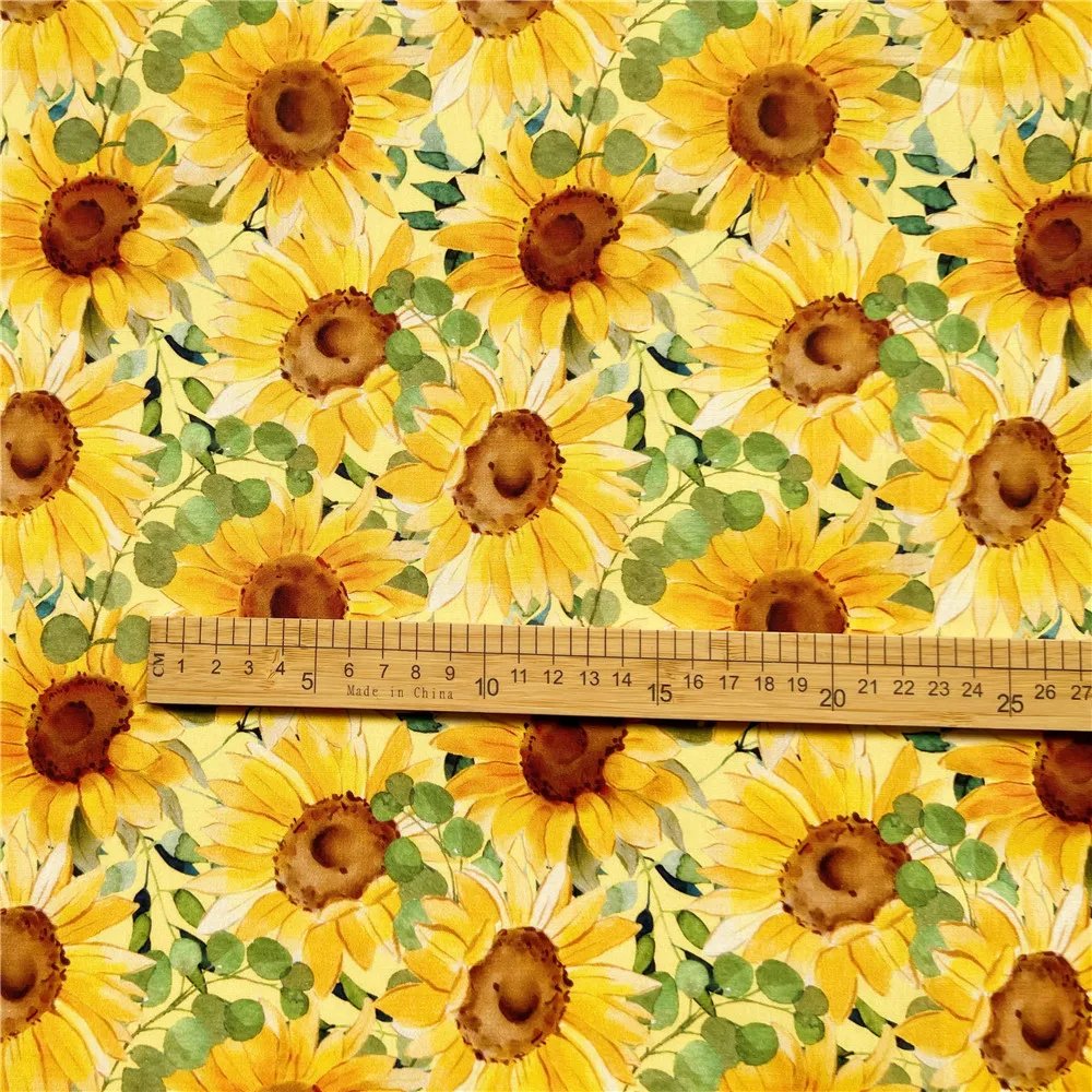 Letnie słoneczniki Poplin Tkanina bawełniana Patchwork Szycie Tkaniny do pikowania Robótki ręczne Do tkanki DIY Tkanina do szycia Sukienka