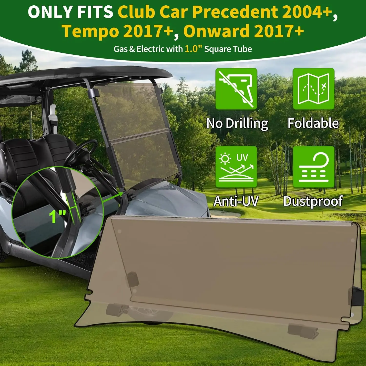 Golf Cart Foldable Windshield 3/16