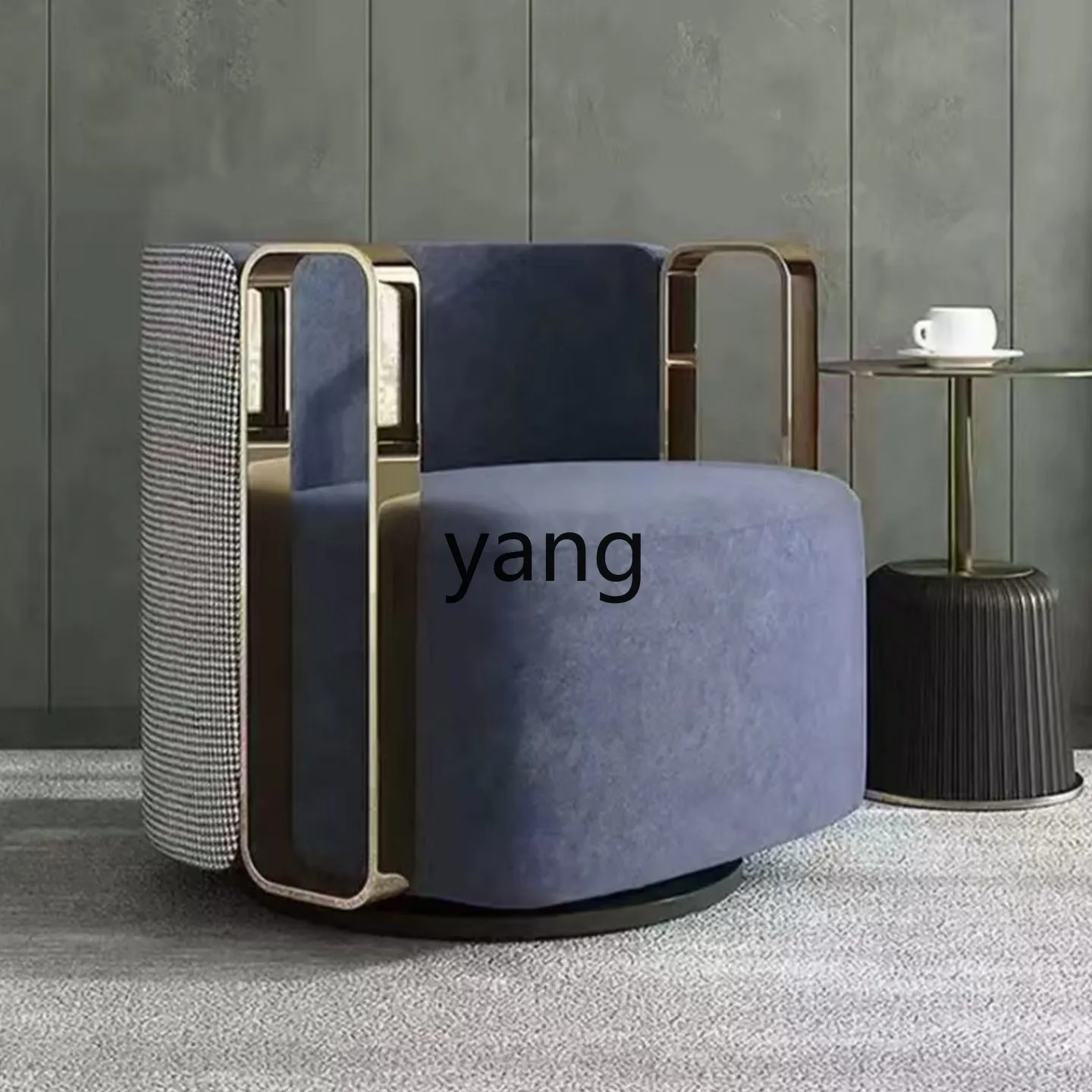 

LTT light luxury stainless steel rotatable single sofa chair flannel