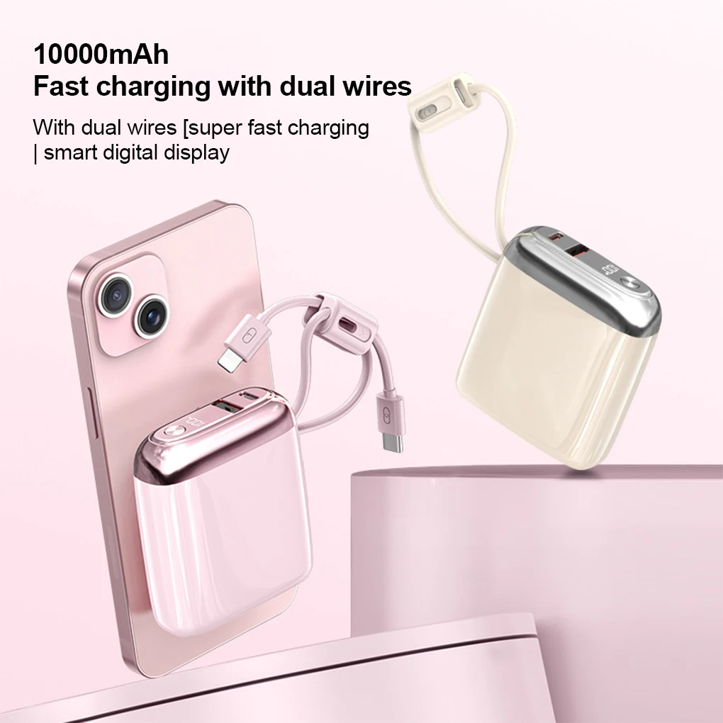 

Мини-портативный внешний аккумулятор емкостью 20000 мАч, подарок, 66 Вт, сверхбыстрая зарядка, внешний аккумулятор со встроенным кабелем, портативный мобильный аккумулятор