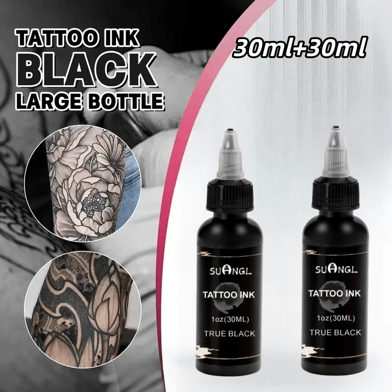 SUANGL Tattoo Ink 2/4PCS Black White 30/60g for Outlining Shading Beginners Artists Practice Holiday Gift Supplies