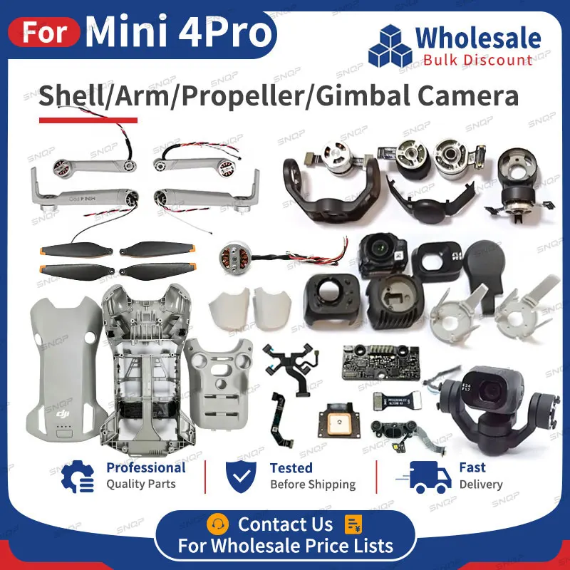 SNQP Gimbal Camera Upper/ Middle /Bottom Shell For DJI Mini 4Pro Body Shell Arm Assembly Gimbal Assembly Replacement Accessories