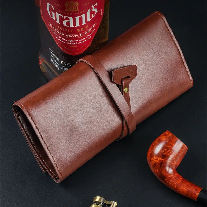 

Leather Tobacco Pipe Bag Portable Herb Storage Organizer Cigarette Pipes Tamper Pipe Bag Tools Smoking Accessories