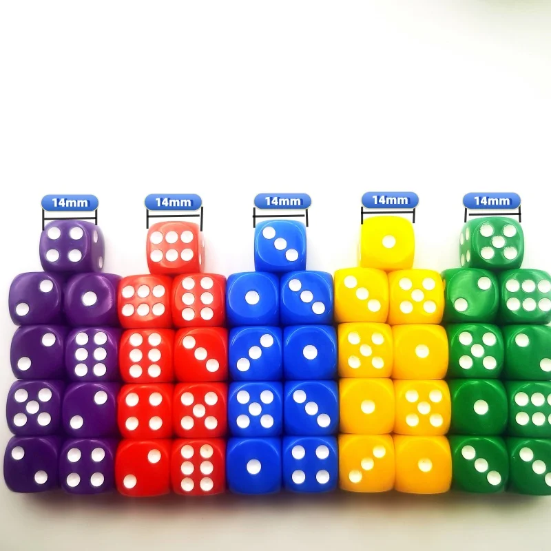 10pc/lot D6 Dice 6 Faces Dice Casino Table Game Dice Acrylic Round Edge Dice D6 14mm Casino Dice