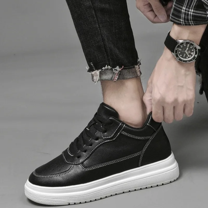6 8 10 سنتيمتر الارتفاع زيادة حذاء رجالي جودة عالية أحذية من الجلد عادية الدانتيل يصل منصة أحذية مفلكنة أحذية رياضية فاخرة للرجال