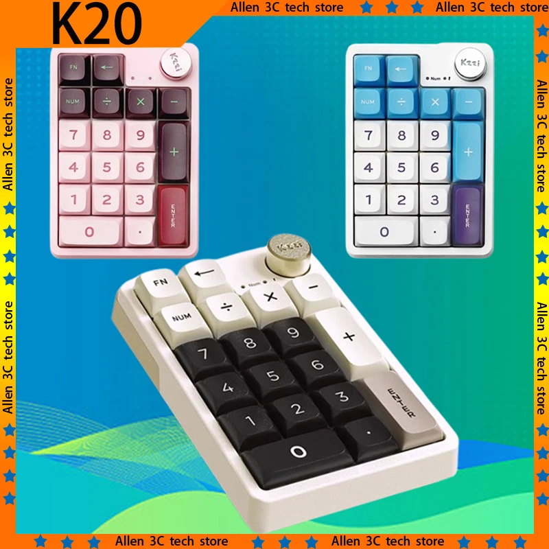 Kzzi K20 Mini Keyboard Keypad Wireless 3Mode Bluetooth Mechanical Keyboard Computer Accessory Numpad Number Pad Office PC Gaming