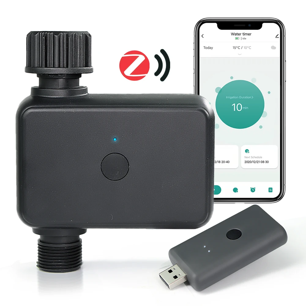 

Умный таймер Zigbee Garden с USB-шлюзом, приложение, дистанционное управление, Alexa Google Assistant, совместимый с историей орошения с задержкой дождя