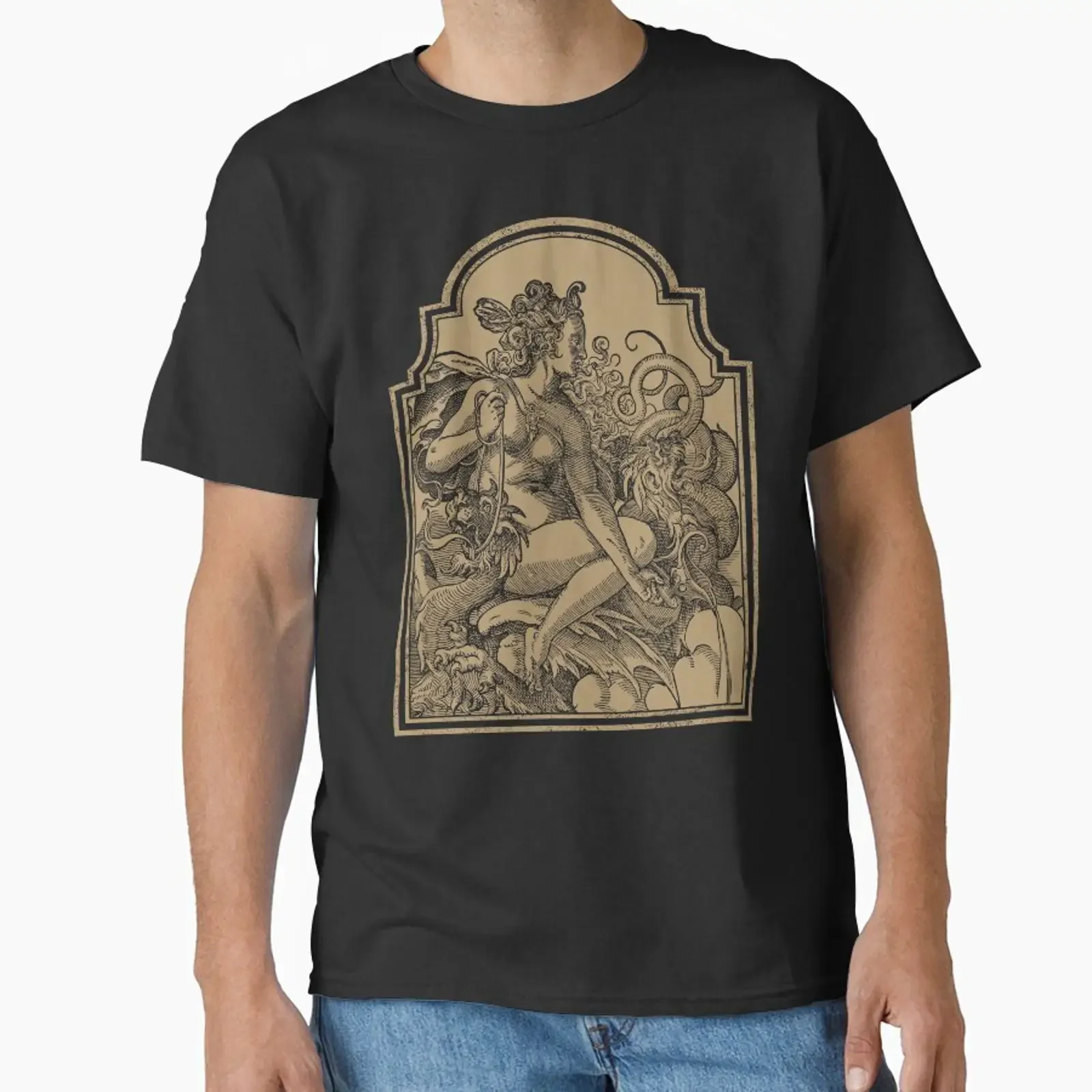 Vintage Illustration Dragon Girl Mythical Creatures 16th Century Image Classic T Shirt vintage Washed graphic Unisex