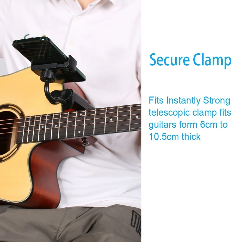 Guitar Body Phone Holder - Flexible Arm Allows Precise Angle Adjustment for Sheet Music Reading and Video Tutorials