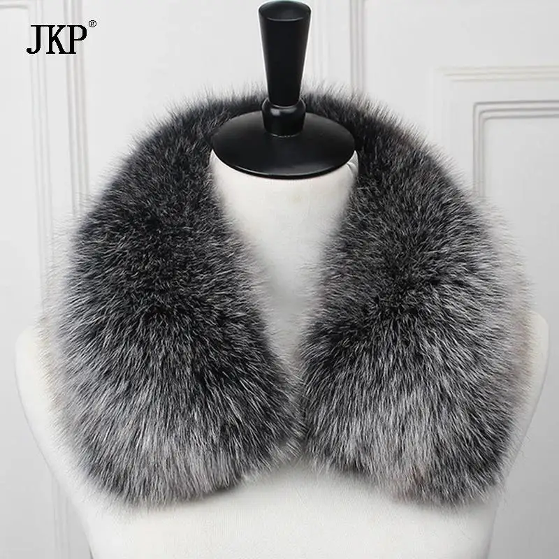 New 100% Real Fox Fur Collar 60cm Scarf Women Genuine Natural Fox Fur Scarves Neck Warm Thick Shawl Collar Accessories