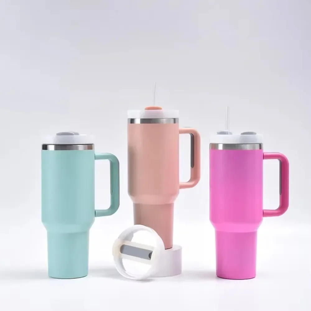 Stainless Steel Vacuum Insulated Tumbler 40oz Thermal Travel Mug with Straw Thermal Coffee Car Cup for Camping Hiking Picnic