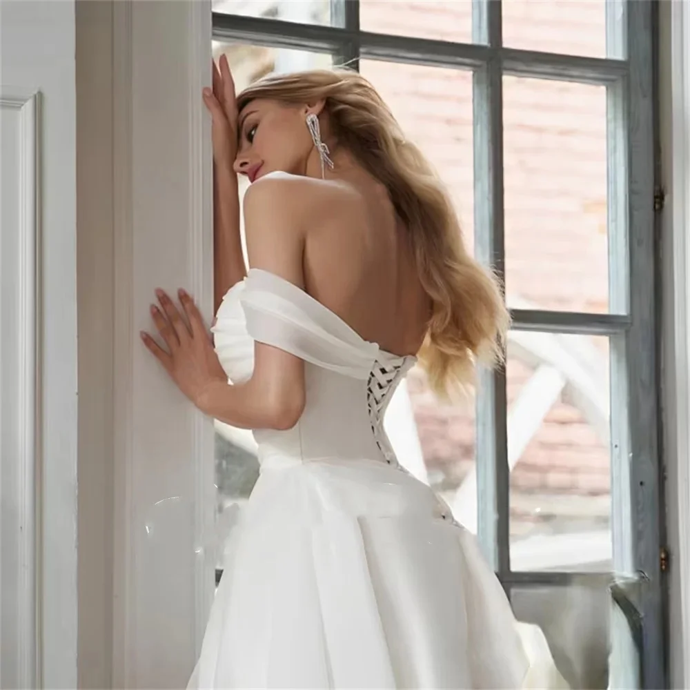 Thee Lengte Trouwjurk Een Lijn Zijden Organza Split Eenvoudige Bruidsjurk Vrouwen Veteraan Aanpassen Aan Maatregelen Robe De Mariee Elegant