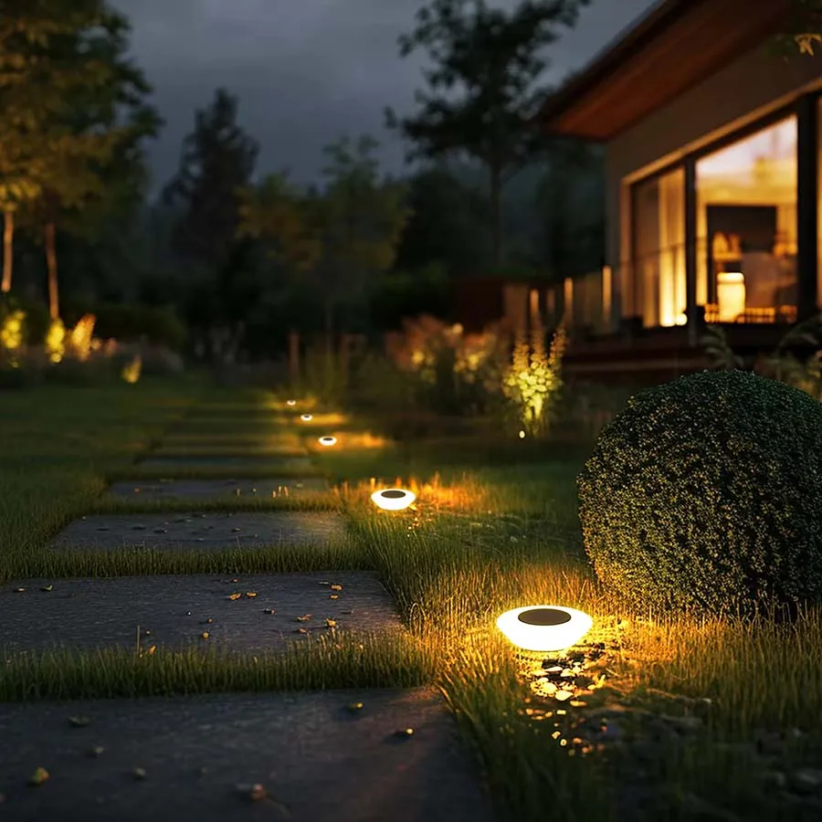 14LED Disc Light Ground Garden Solar Powered Path Outdoor Landscape Waterproof Lamp