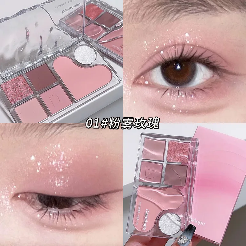 Palette di ombretti a sei colori, ombretto color terra opaco perlescente morbido e delicato