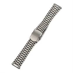 Silver Stainless Steel 18MM 20MM 22MM Flat President Watch Band Strap Band Bracelet Fit For RLX SKX Watch