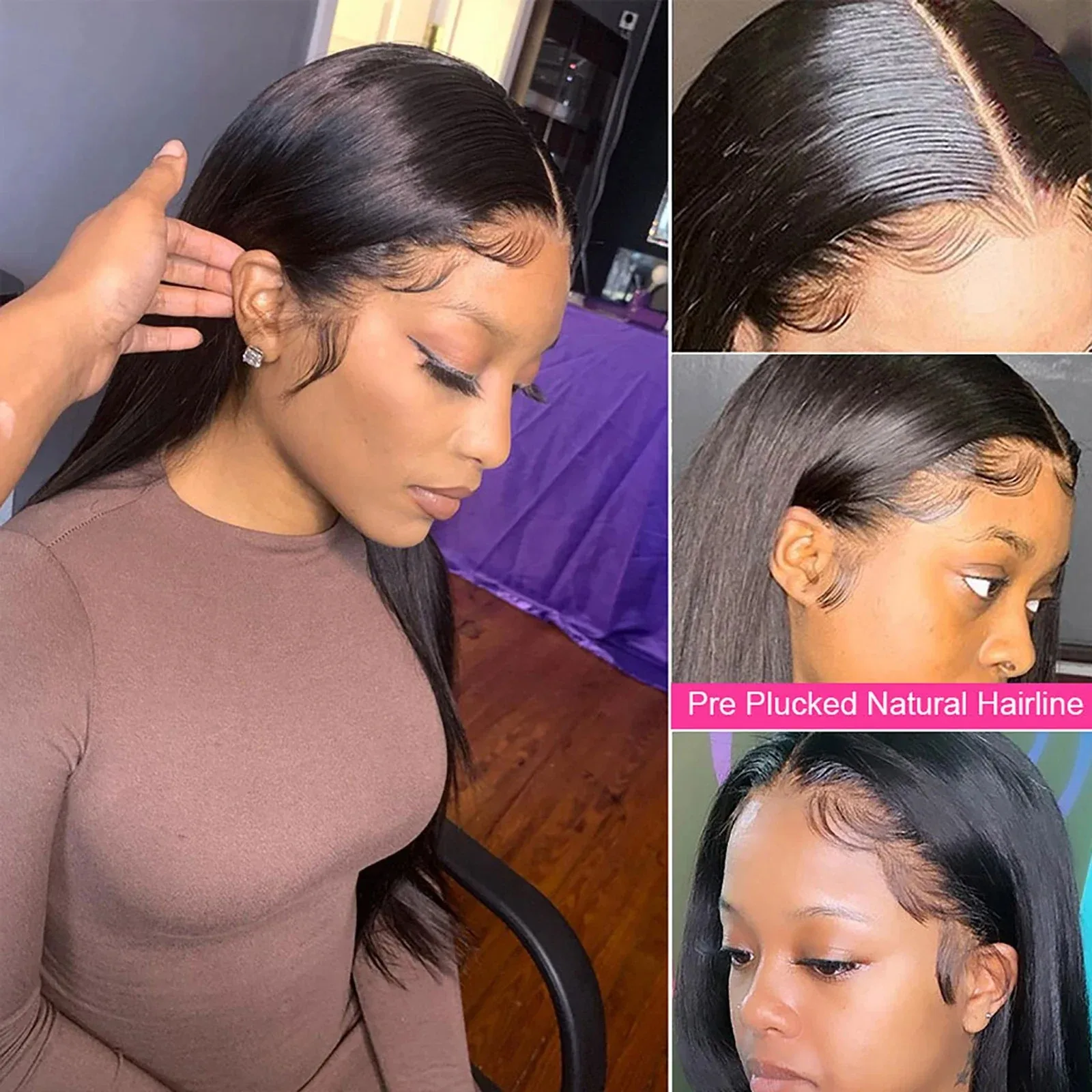 250 Density 13x6 HD Transparent Bone Straight Lace Frontal Human Hair Wig 30 40 Inch 13x4 Lace Front Wig PrePlucked For Women image 4
