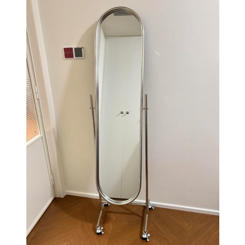 Medieval full-length mirror floor-to-ceiling mirror household bedroom removable full-length mirror oval fitting