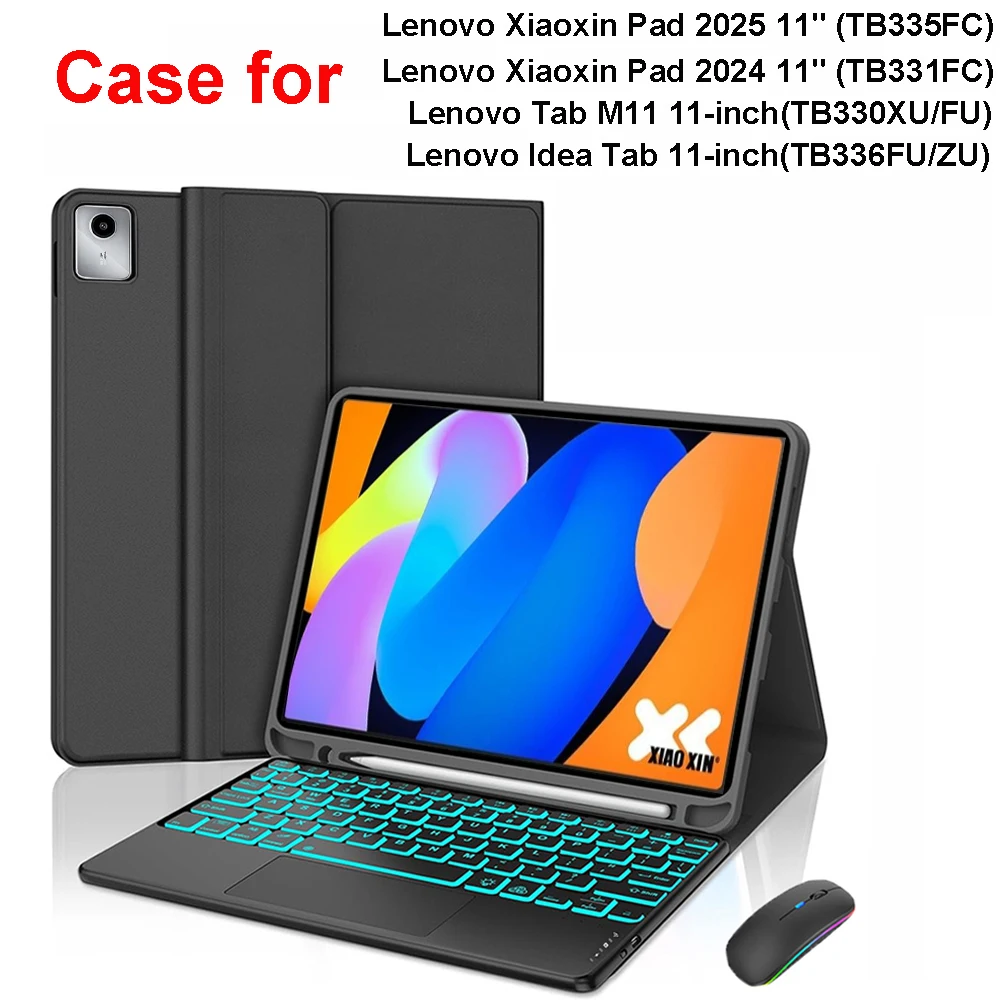 Case for Lenovo Tab M11 11 Inch, Magnetic Keyboard Cover for Xiaoxin Pad 11' 2024/2025, for Lenovo Idea Tab 11 Smart Stand Cover