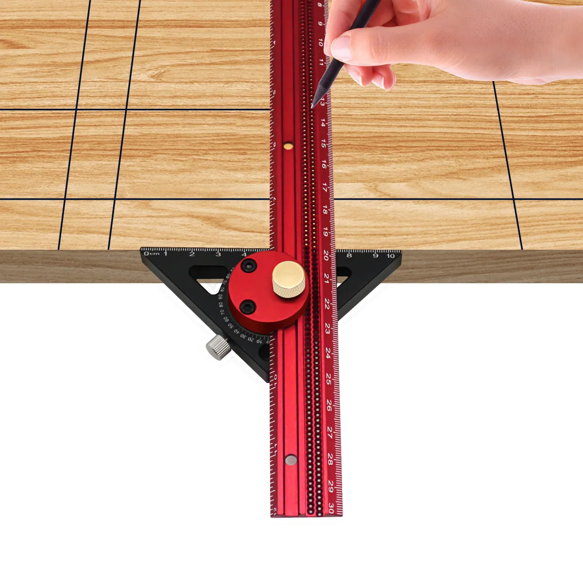 Carpenty Precision Scribe Ruler Carpenty Aluminium T-Type Line Drawing Hole Ruler Woodworking Square Layout Marking Gauge