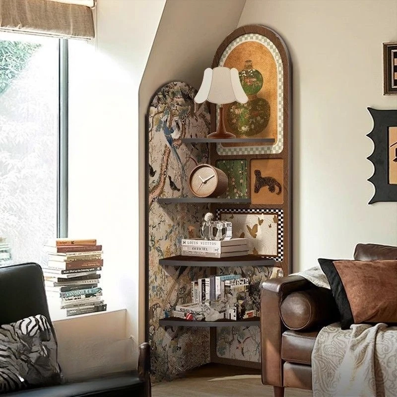 

French sofa floor-to-ceiling multi-layer corner cabinet Middle antique corner cabinet Triangle Corner living room storage rack