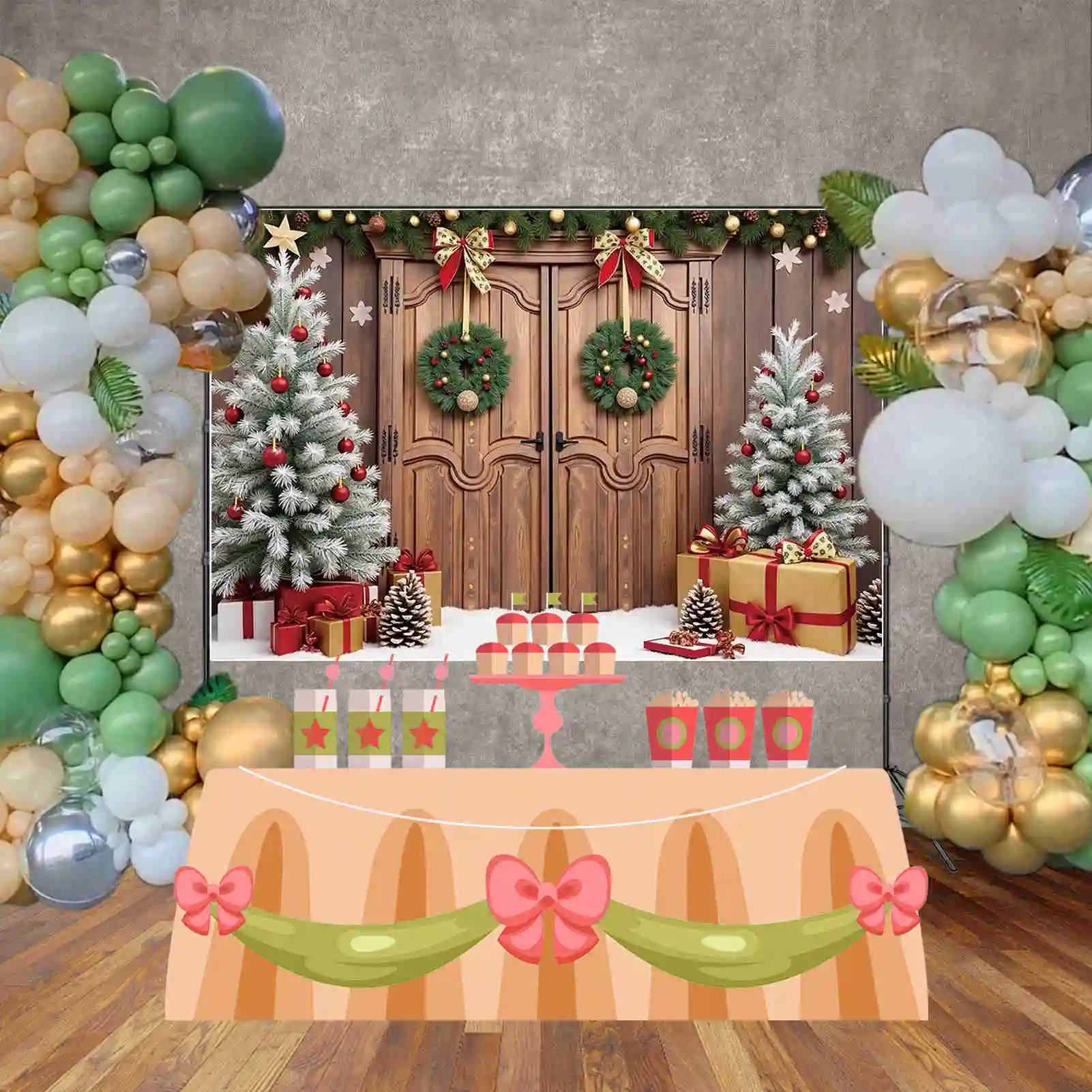 MOON.QG Christmas 2024 News Photography Backdrop New Year Photozone Background Xmas Tree Window Photo Studio Photobooth Supplies