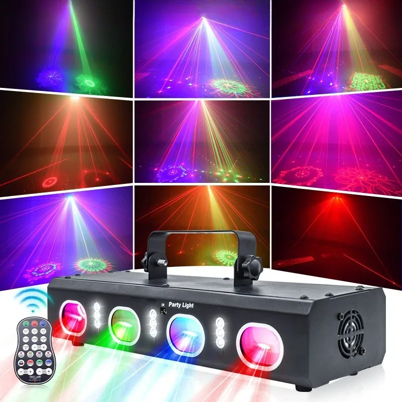 DJ Party Light Disco Strobe 3D Pattern Beam Laser Rotating Sound Controlled Light LED Bar Dance Hall KTV Birthday Stage Effect