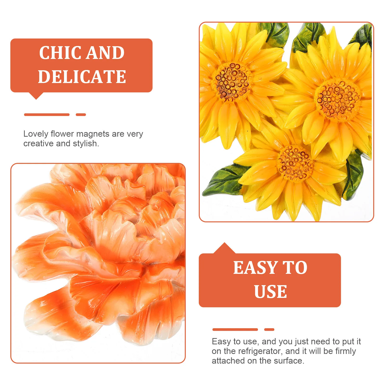 

4 Pcs Magnet Flower Magnetic Sticker Office Magnets Resin Decorative for Fridge