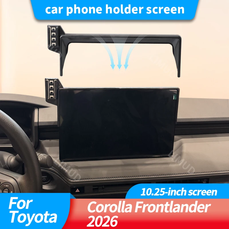Soporte para coche para Toyota Corolla Frontlander 2026, pantalla de 10,25 pulgadas, cargador inalámbrico, soporte para teléfono móvil, soporte GPS, soporte por gravedad