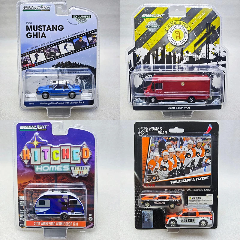 

Greenlight 1:64 Mustang Ghia Coupe Step Van Winnie Drop SVT Adrenalin, литая под давлением модель из сплава, коллекционные украшения